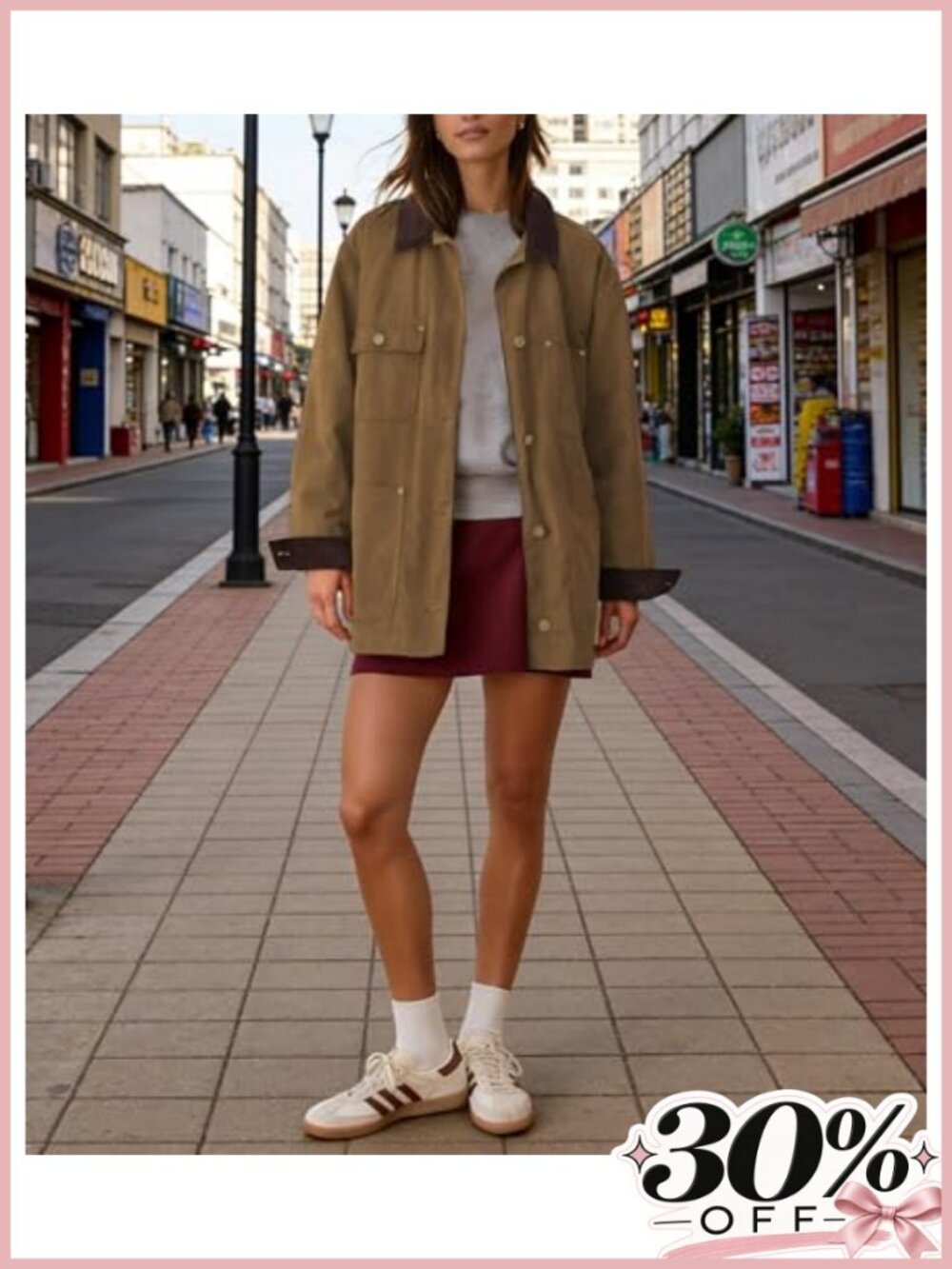 Oversized Utility Barn Jacket Corduroy Collar Cotton Casual Coat - Picture 4 of 6